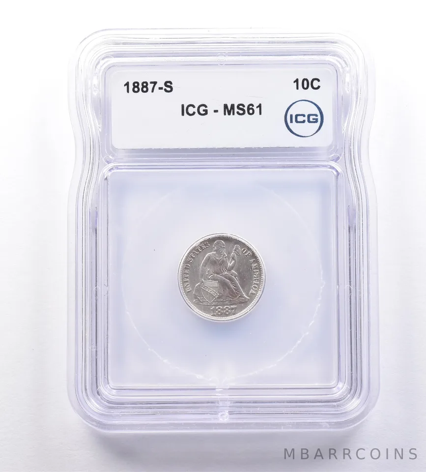 1887-S Seated Liberty Dime MS61 ICG *9231