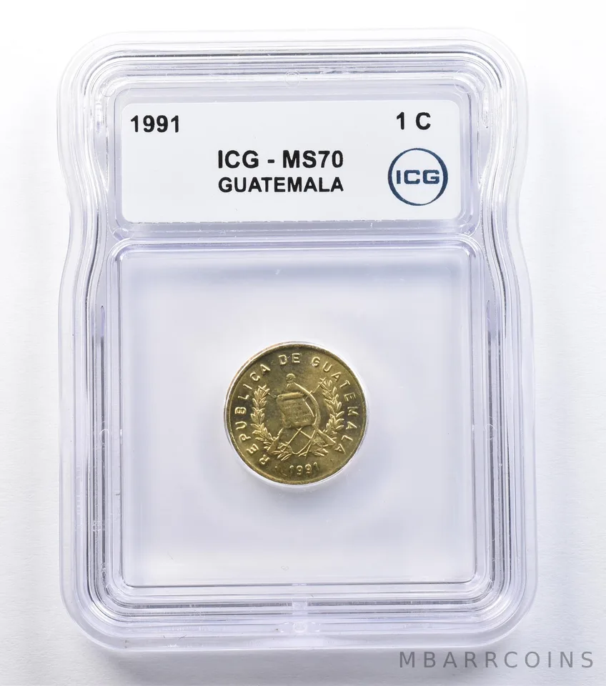 1991 Guatemala 1 Centavo MS70 ICG *2288
