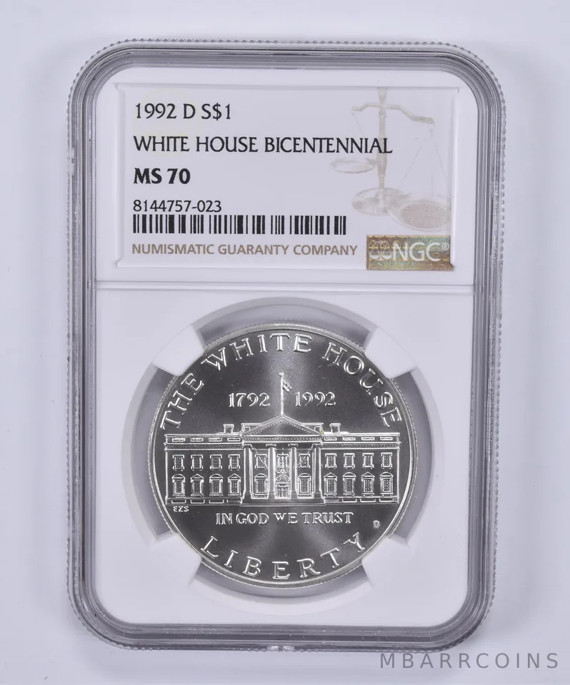 1992-D White House Commemorative Dollar MS70 NGC Brown Label