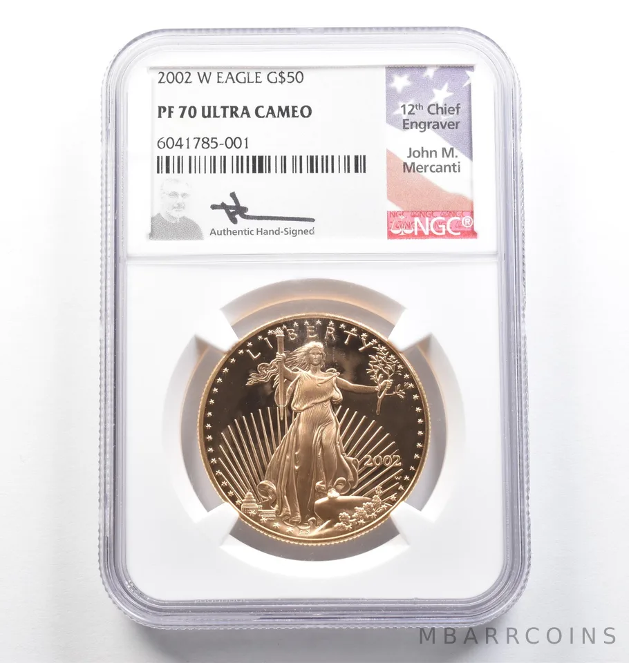 2002-W $50 American Gold Eagle Mercanti 1 Oz Gold PF70 UCAM NGC *9813