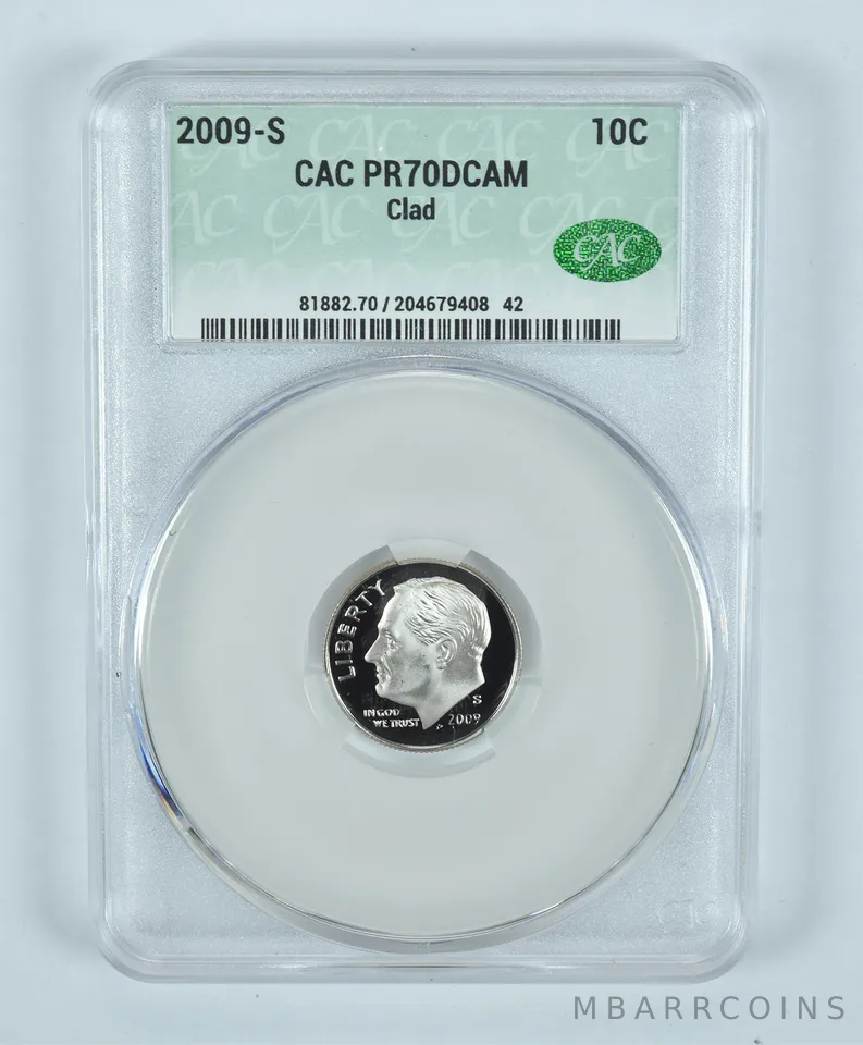 2009-S Roosevelt Dime CLAD PR70 DCAM CAC CACg