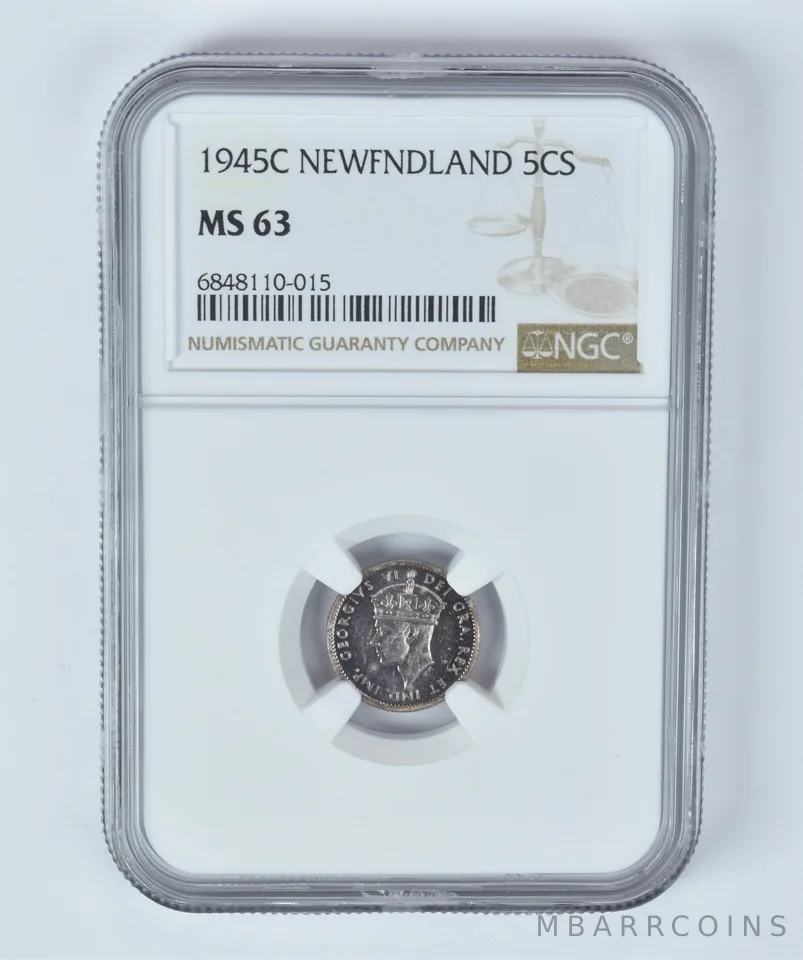MS63 1945 Canada Newfoundland 5 Cents NGC Beautifully Toned a5334