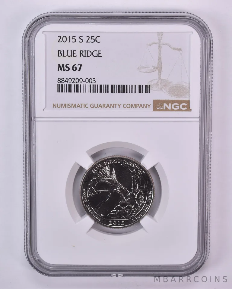 2015-S Washington Quarter ATB Blue Ridge MS67 NGC