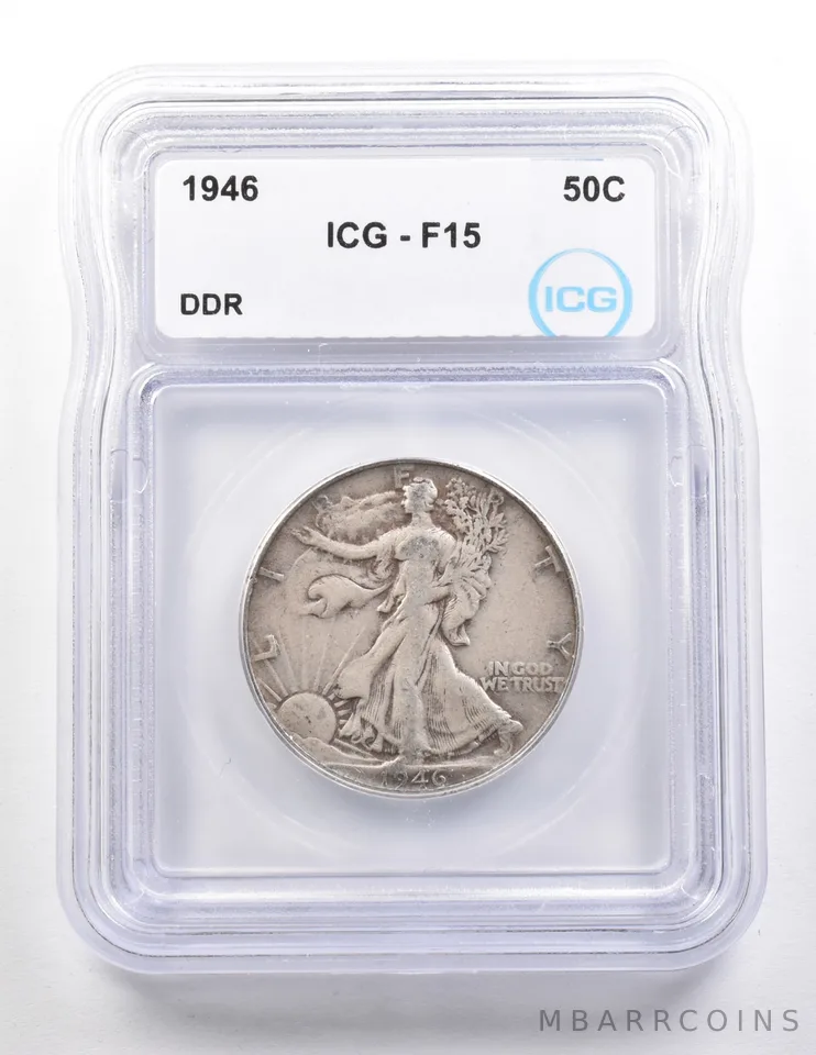 1946 Walking Liberty Half Dollar DDR F15 ICG *3679