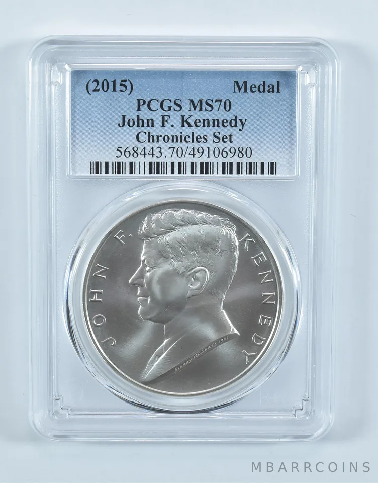 (2015) John F Kennedy Silver Medal Coin & Chronicles Set MS70 PCGS