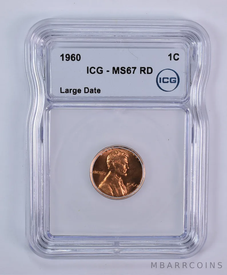 1960 Lincoln Memorial Cent Large Date MS67 RD ICG