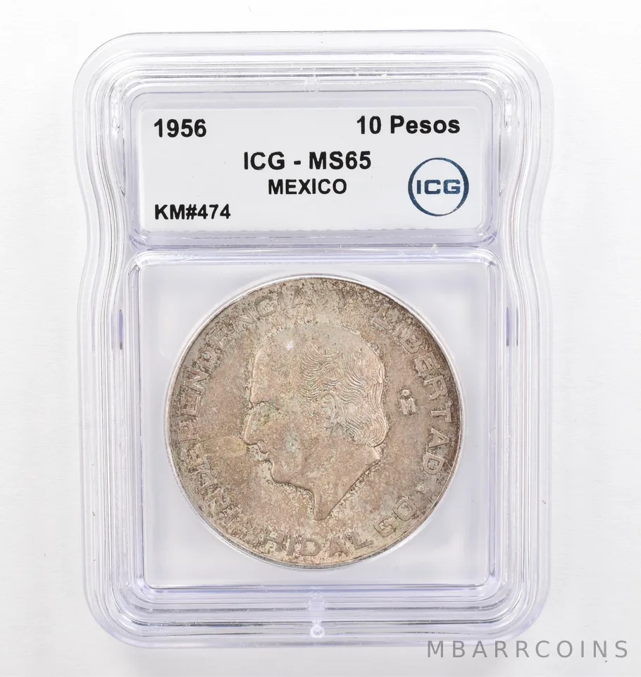 1956 Mo Mexico 10 Pesos KM#474 MS65 ICG Beautiful Tone *0273