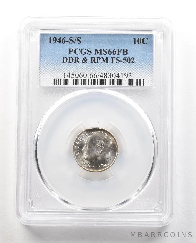 1946-S/S Roosevelt Dime DDR & RPM FS-502 MS66 FB PCGS *4848