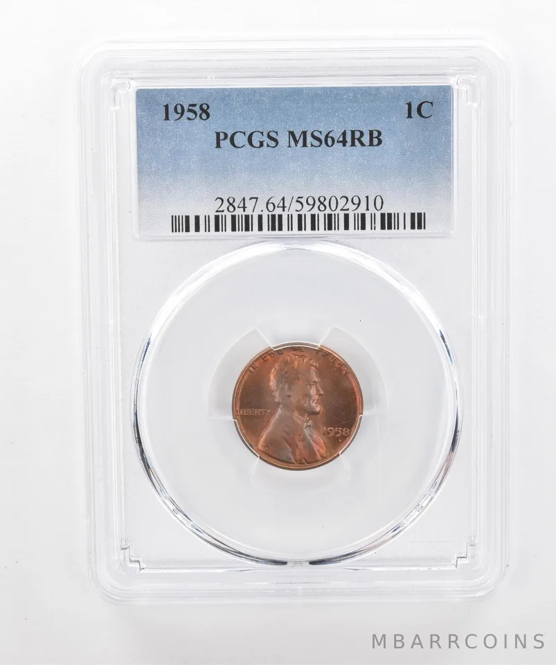 1958 Lincoln Wheat Cent MS64 RB PCGS Beautiful Tone *3005