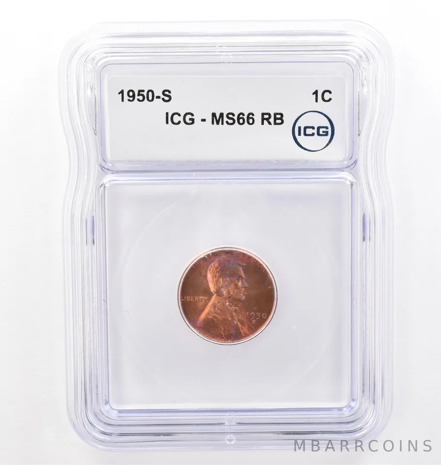 1950-S Lincoln Wheat Cent MS66 RB ICG Beautiful Tone *7705