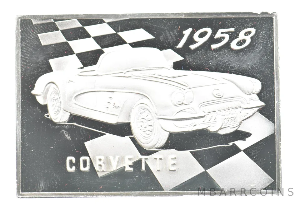 1958 Corvette Silver Art Bar Vintage Car *3276