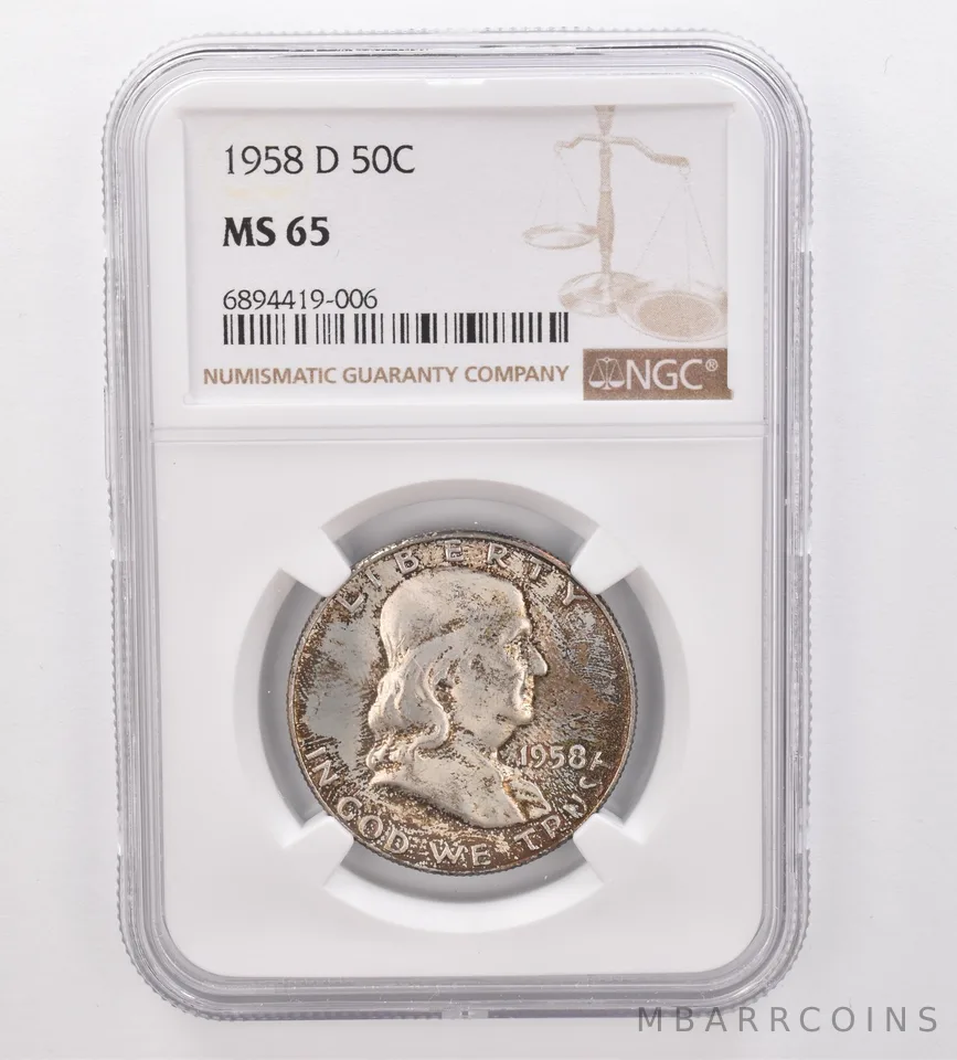 1958-D Franklin Half Dollar MS65 NGC Beautiful Tone *9923
