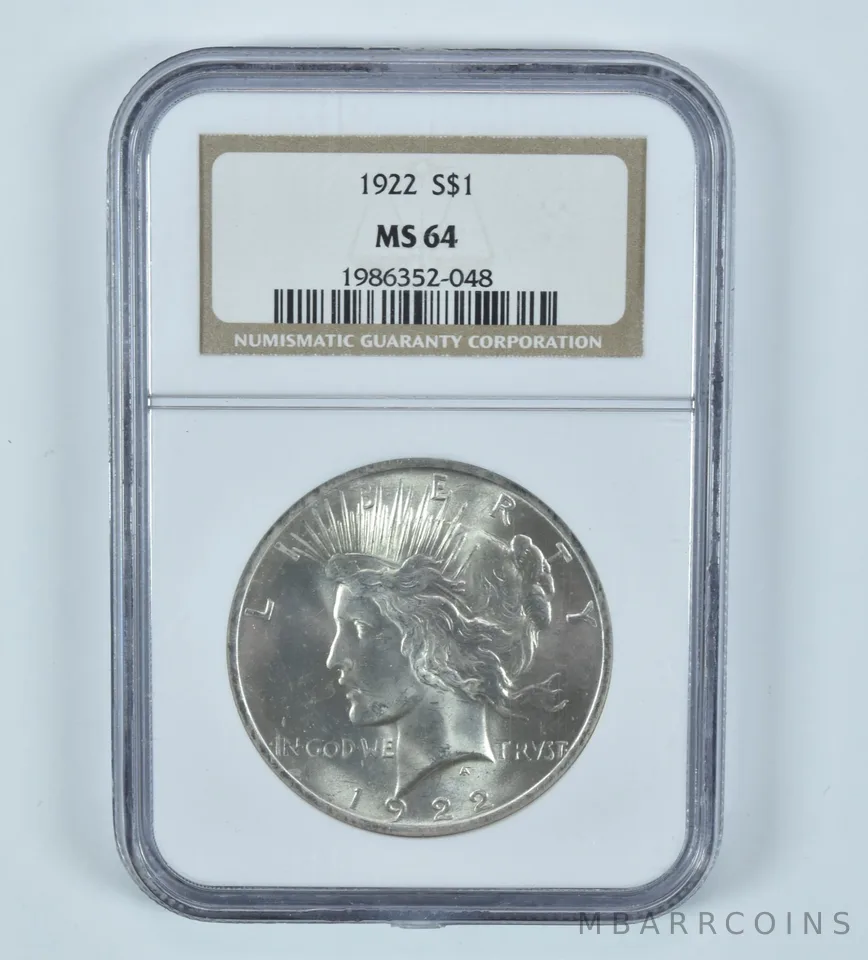 1922 Peace Silver Dollar MS64 NGC Brown Label