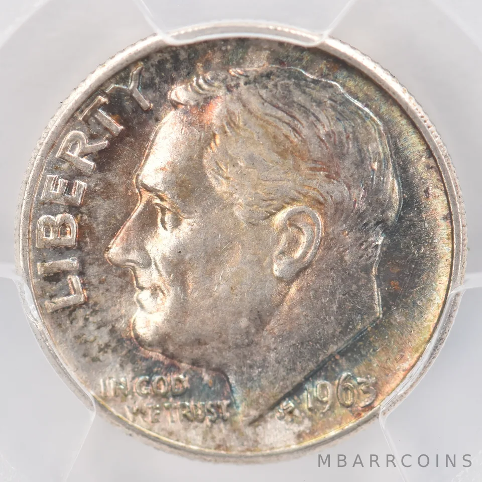 1963 Roosevelt Dime AU58 PCGS Beautiful Tone *0809