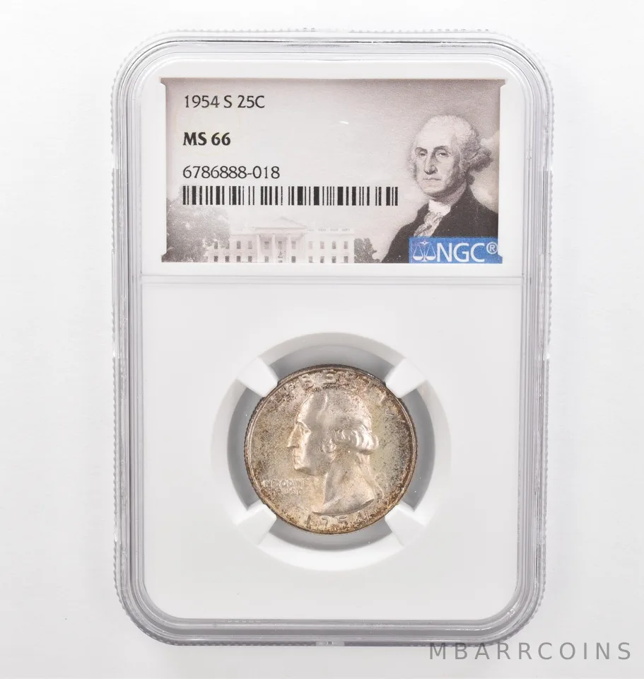 1954-S Washington Quarter MS66 NGC Beautiful Tone *2282