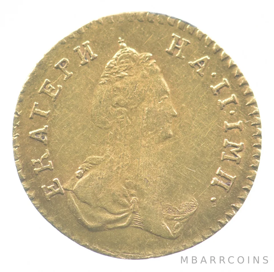 1777 Imperial Russia Gold Poltina 1/2 Rouble *4175