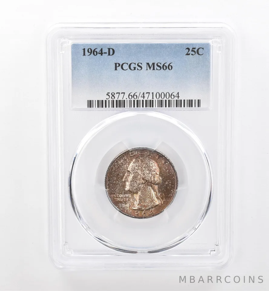 1964-D Washington Quarter MS66 PCGS Beautiful Tone *1829