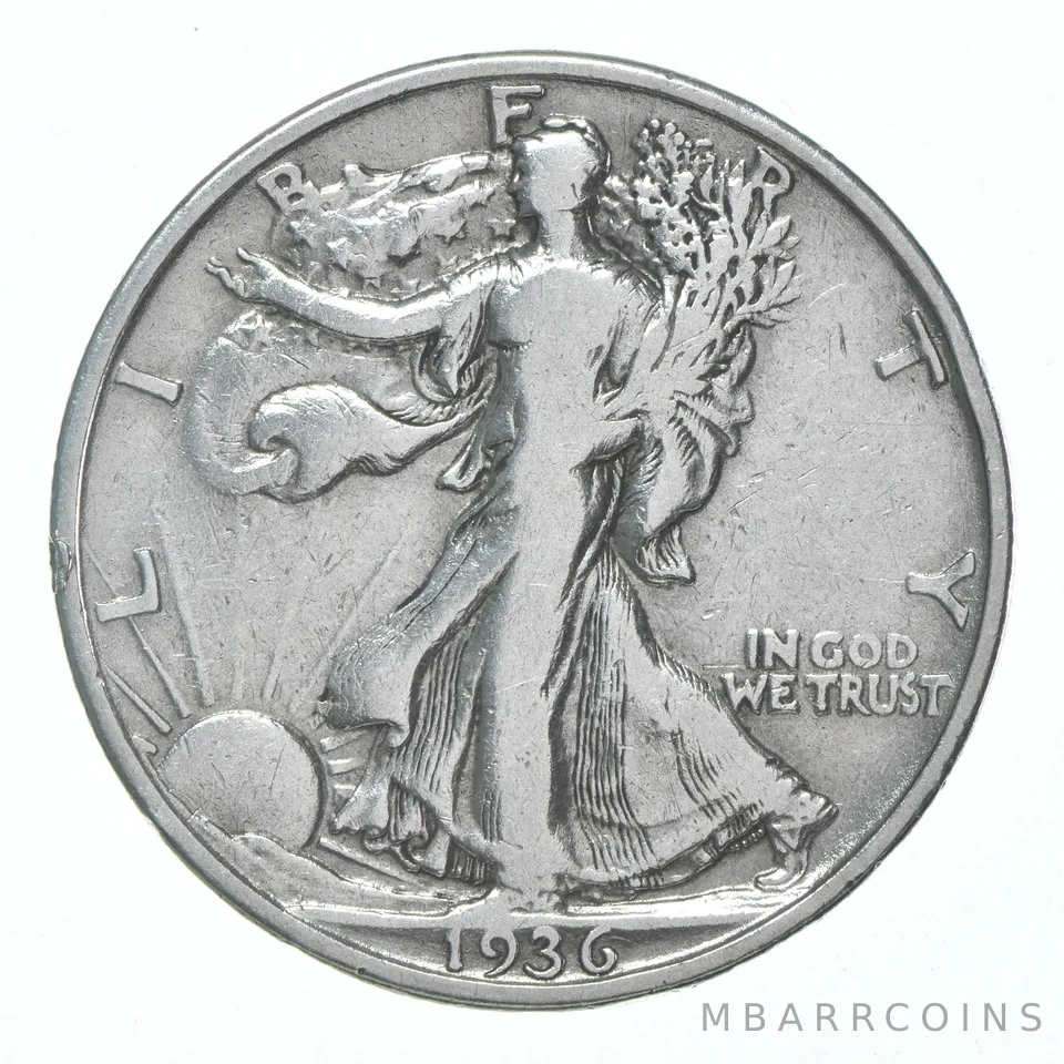 XF/AU 1936-S Walking Liberty Half Dollar Polished 90% Silver