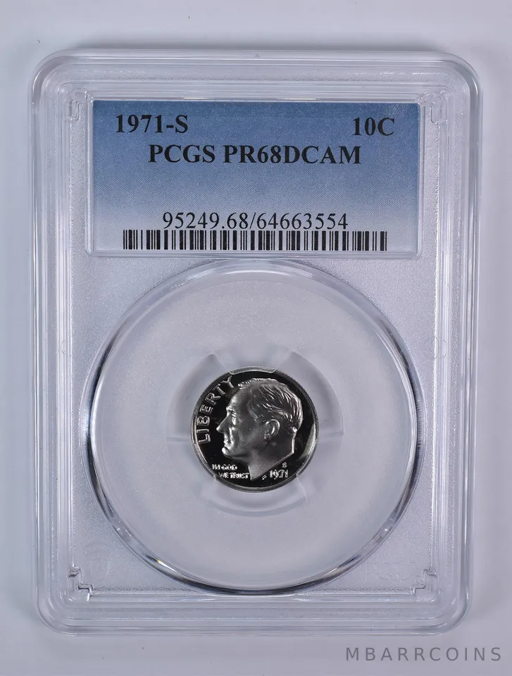 1971-S Roosevelt Dime PR68 DCAM PCGS Blue Label