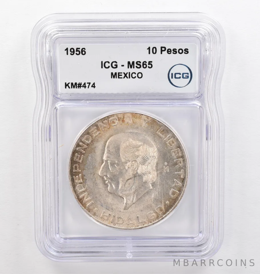 1956 Mo Mexico 10 Pesos KM#474 MS65 ICG Beautiful Tone *0274
