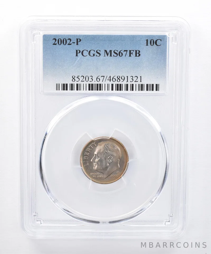 2002-P Roosevelt Dime MS67 FB PCGS Beautiful Tone *8327