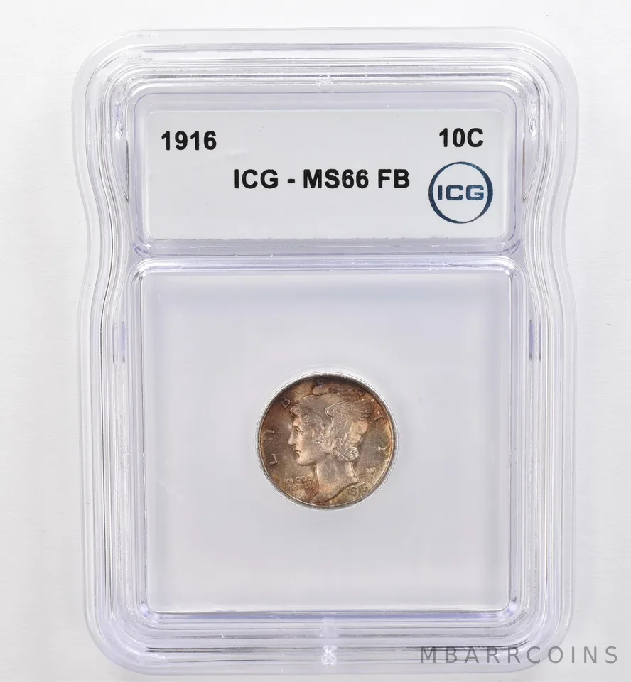 1916 Mercury Dime MS66 FB ICG Beautiful Tone *9567