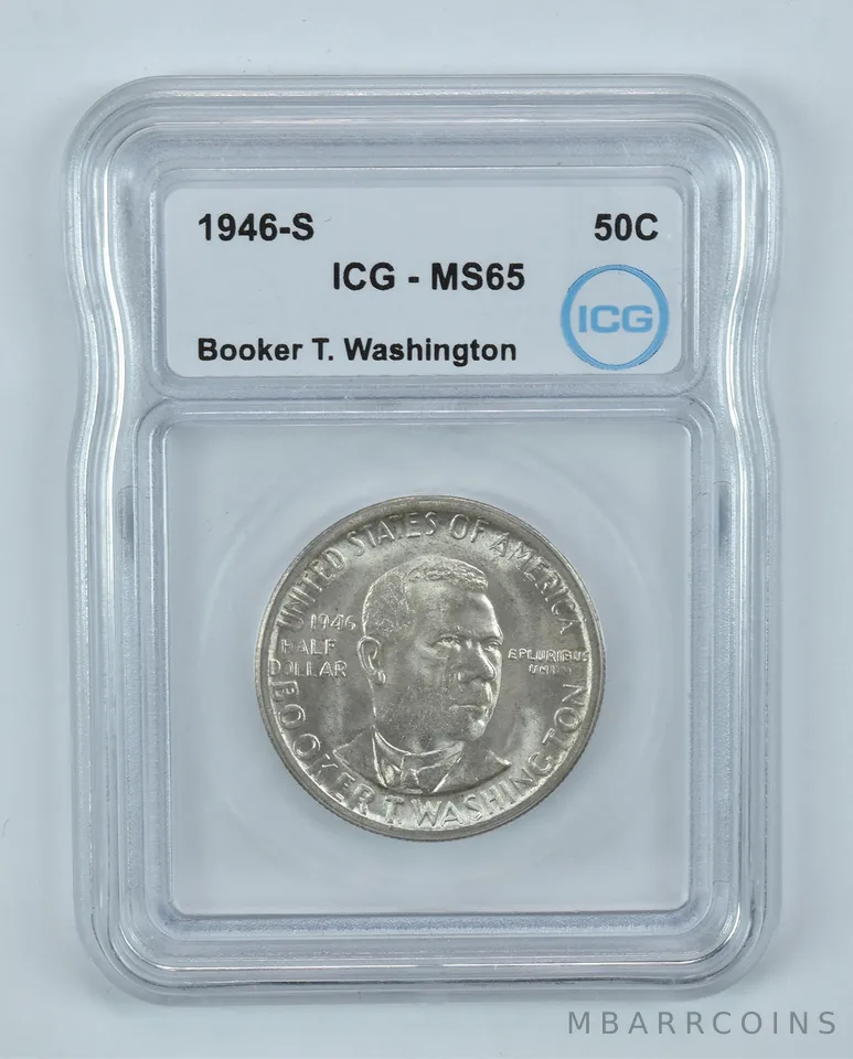 1946-S Booker T Washington Commemorative Half Dollar MS65 ICG