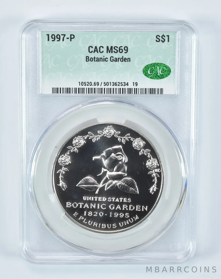 1997-P Botanical Gardens Commemorative Silver Dollar MS69 CAC CACg