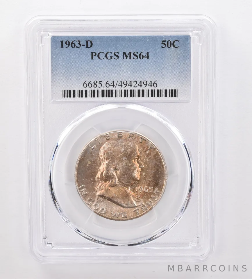 1963-D Franklin Half Dollar MS64 PCGS Beautiful Tone *0011