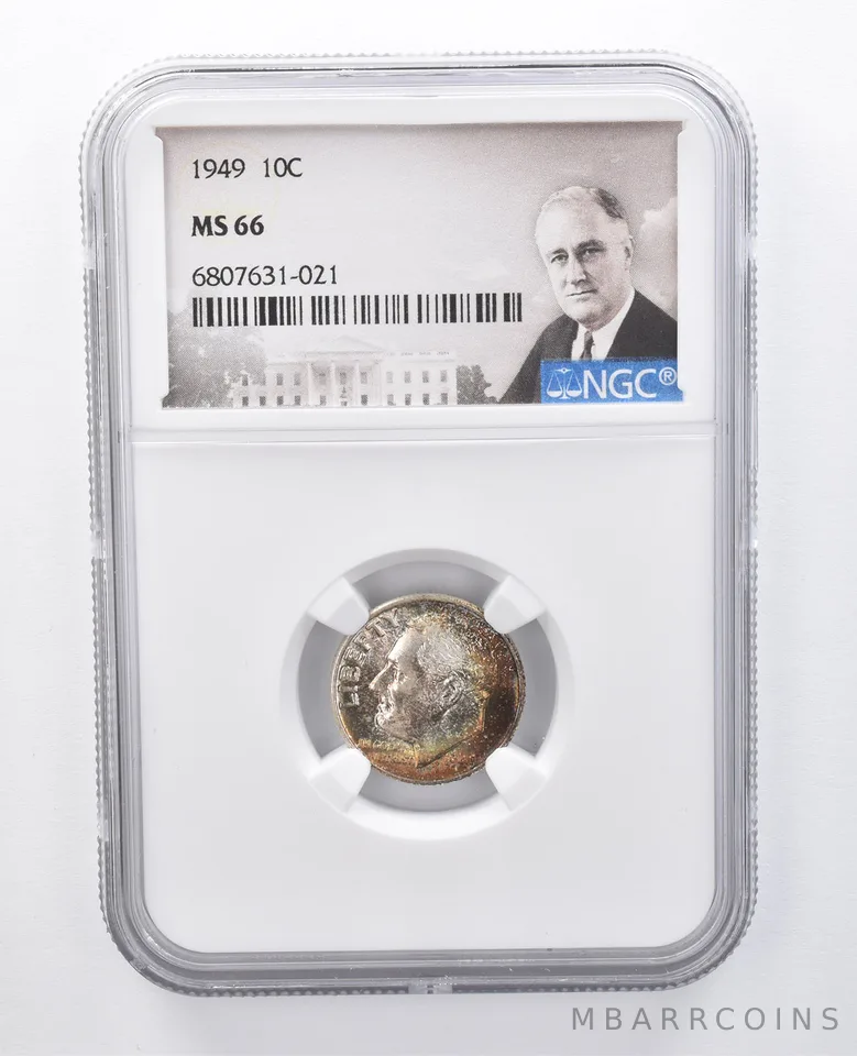 1949 Roosevelt Dime MS66 NGC Beautiful Tone *7914
