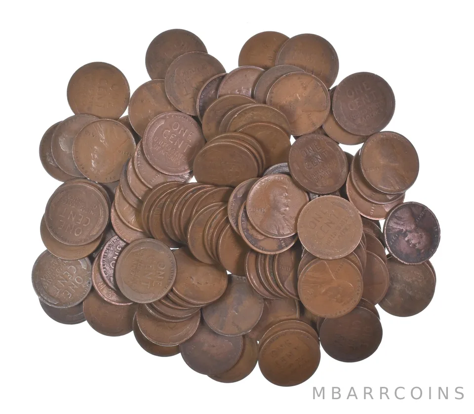Lot of 100 1910-1919 Lincoln Wheat Cents - 2 Rolls - Collection *565