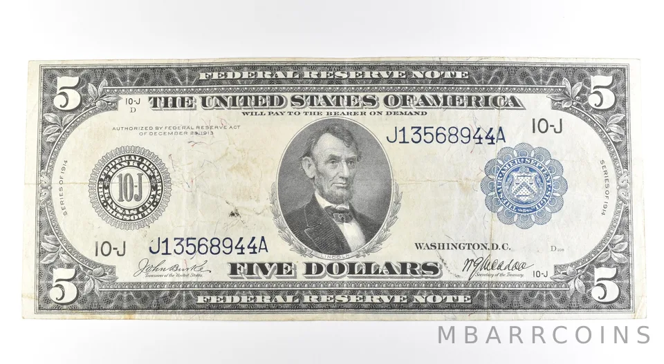 1914 $5 Kansas City MO FRN Large Note Blue Seal *2723