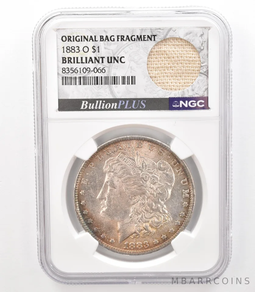 1883-O Morgan Silver Dollar Original Bag Fragment BU NGC Beautiful Tone *3178