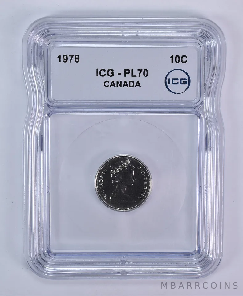1978 Canada 10 Cents Bluenose PL70 ICG