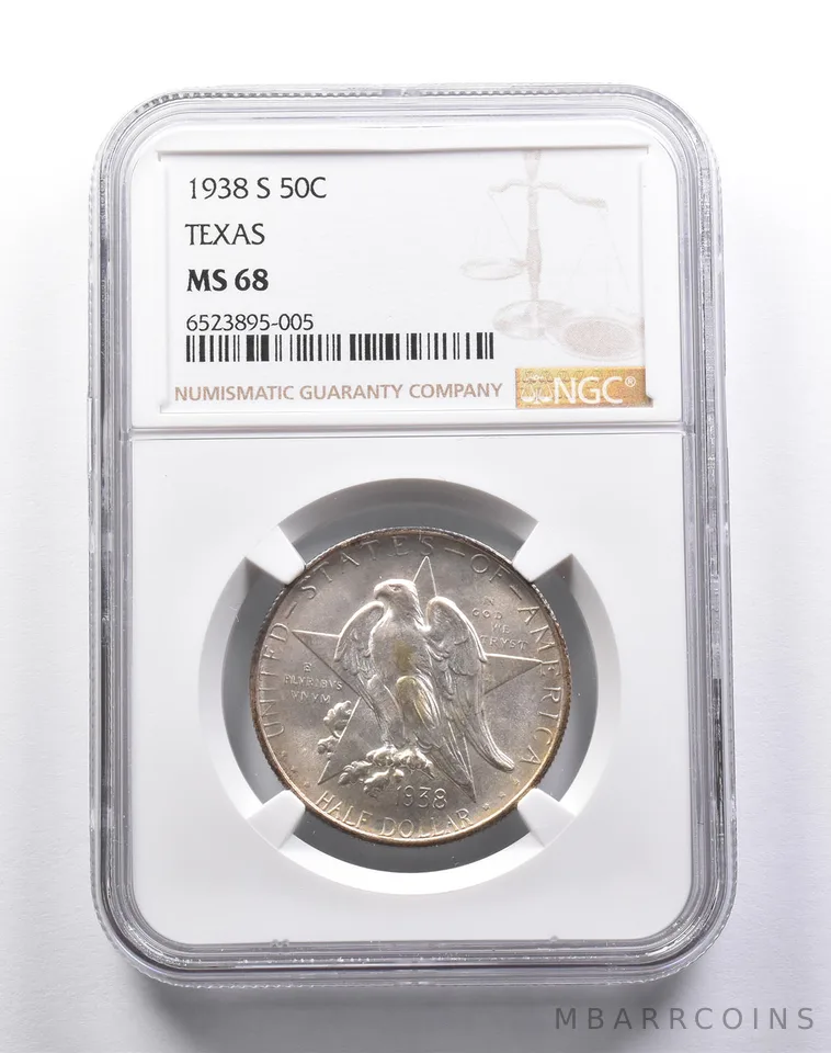 MS68 1938-S Texas Centennial Commemorative Half Dollar NGC *3660