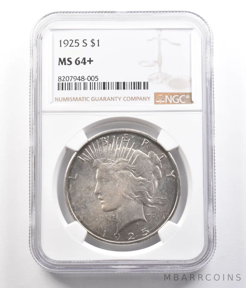 1925-S Peace Silver Dollar MS64+ NGC *0808