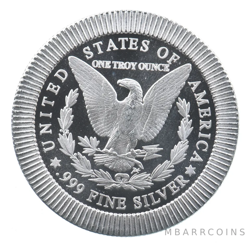 VINTAGE Art Bar/Round Morgan Dollar Design Stacker 1 Oz. Silver 1 T Ounce *170