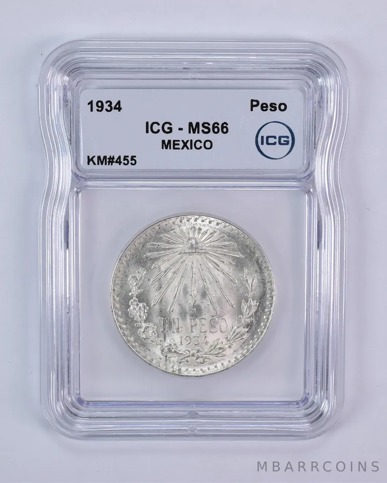 1934 Mexico Peso KM#455 MS66 ICG
