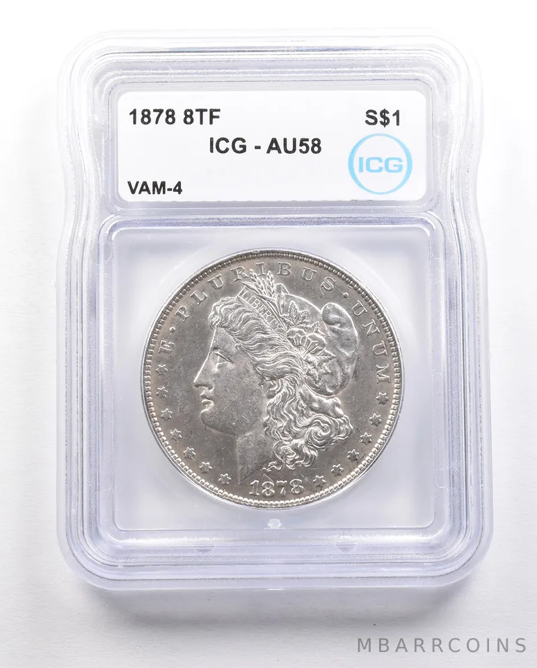 1878 8TF Morgan Silver Dollar VAM-4 AU58 ICG *5850