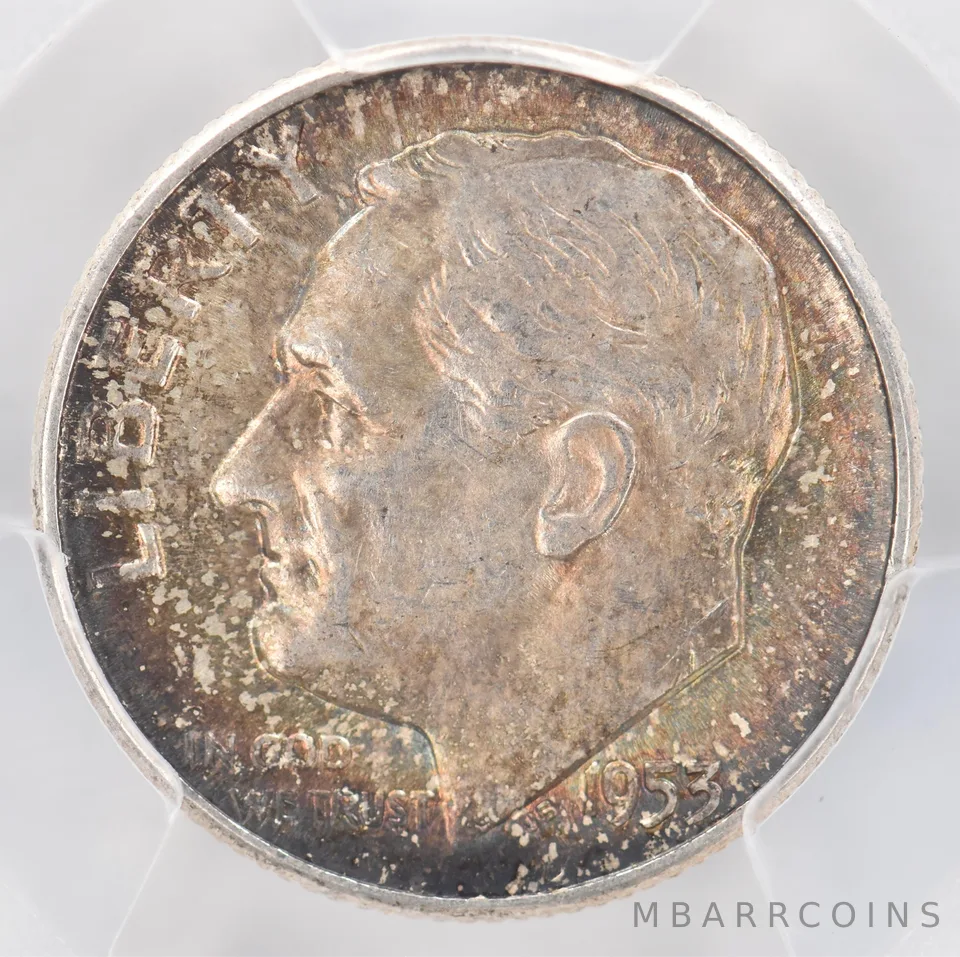 1953 Roosevelt Dime AU58 PCGS Beautiful Tone *0889