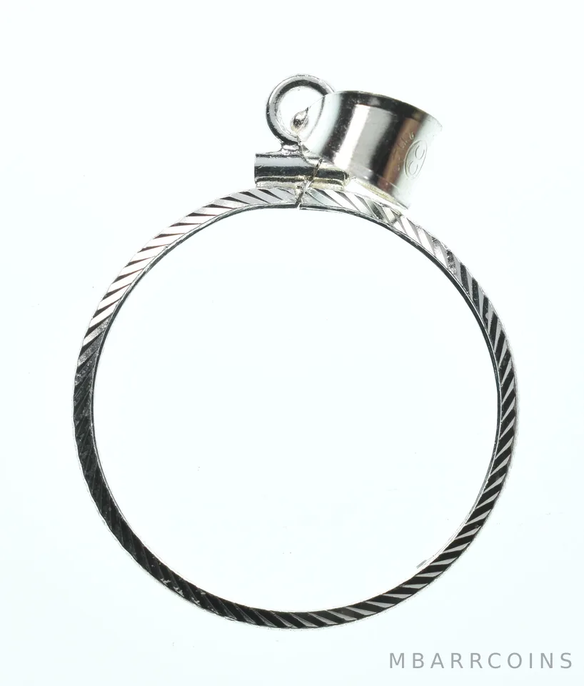 Sterling Silver 24.3 MM US Quarter Coin Bezel Pendant Frame Edge *2343