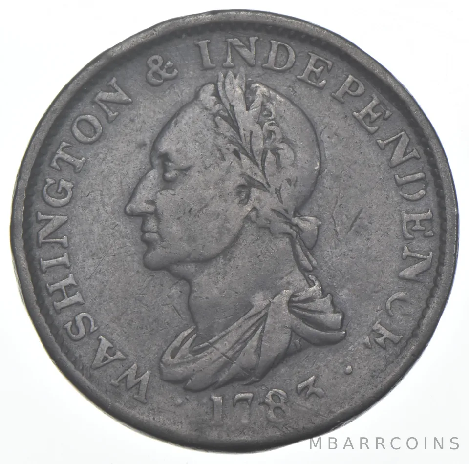 1783 US Washington & Independence Copper Token Wash Draped No Button a8133