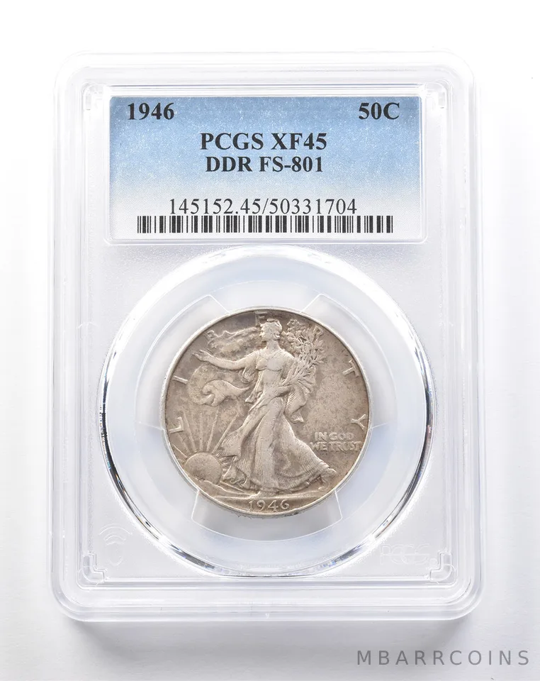 1946 Walking Liberty Half Dollar DDR FS-801 XF45 PCGS *5390