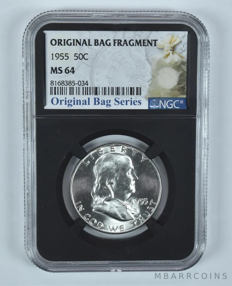 1955 Franklin Half Dollar Original Bag Fragment MS64 NGC