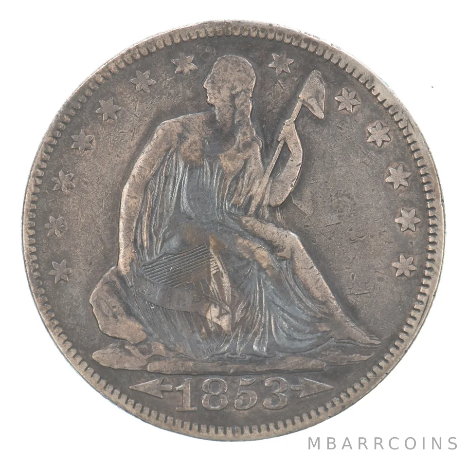1853 Seated Liberty Half Dollar Arrows Rays Beautiful Tone *3635