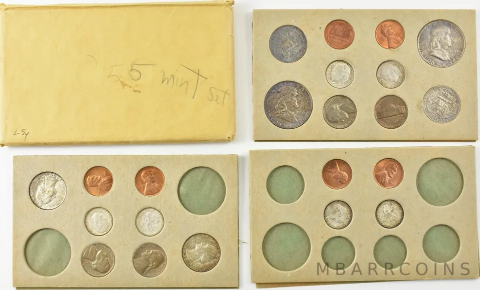 1955 US Mint P D S Mint Set Envelope Unc BU a5744