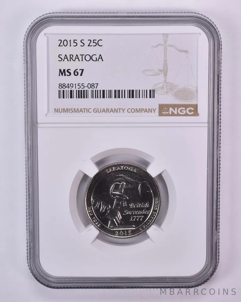2015-S Washington Quarter ATB Saratoga MS67 NGC Brown Label