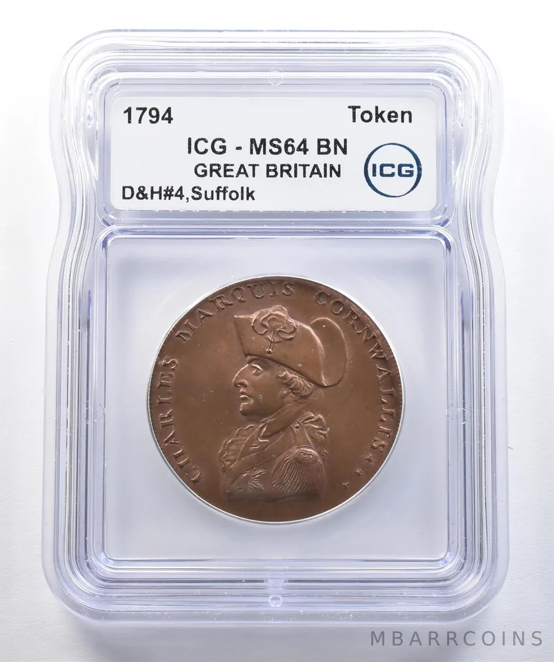 1794 Great Britain Token Suffolk D&H#4 MS64 BN ICG *7769