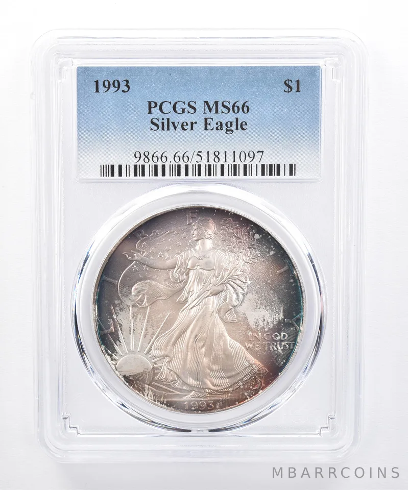1993 American Silver Eagle MS66 PCGS Peripheral Tone *8514