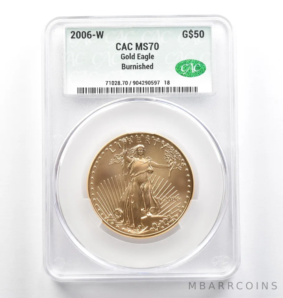 2006-W $50 Burnished Gold Eagle 1 Oz Gold MS70 CAC CACg *9822